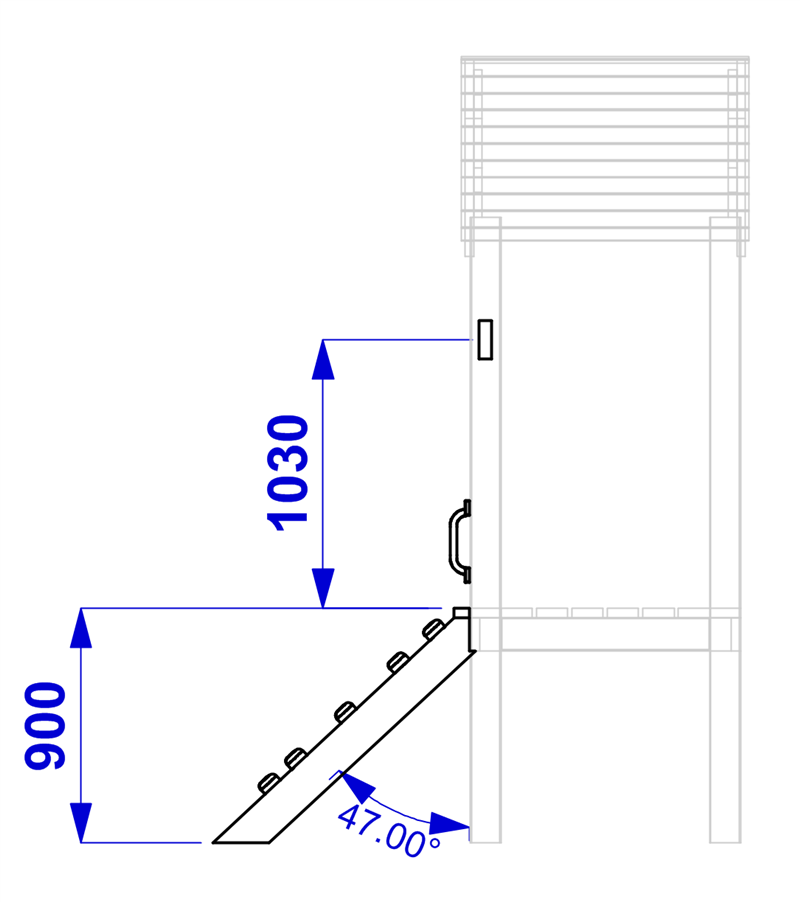 Technical render of a Climbing Ramp (900mm)